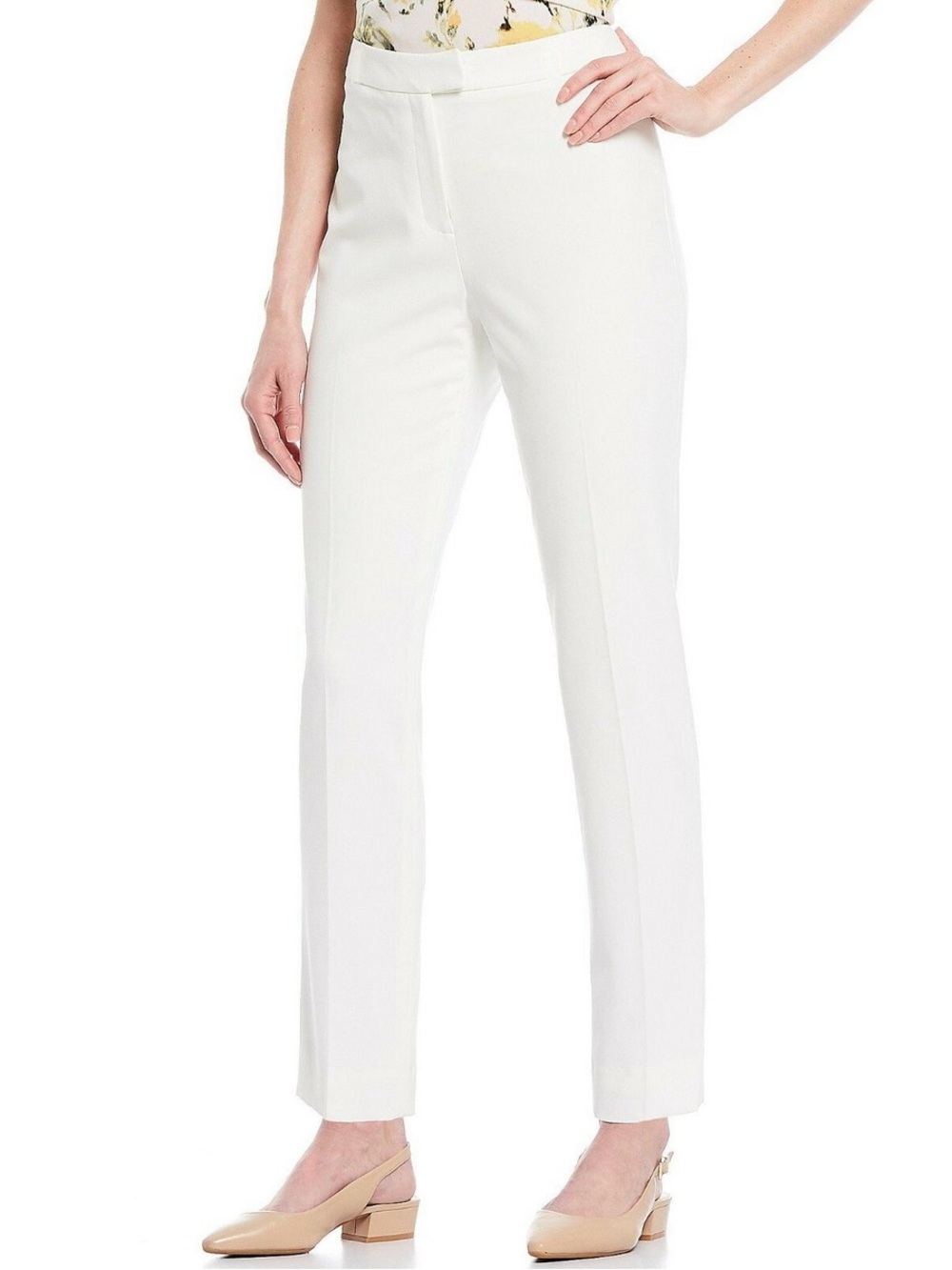 Alex Marie White/Off-White/Ivory Straight-Leg Dress Pant Trousers 12P